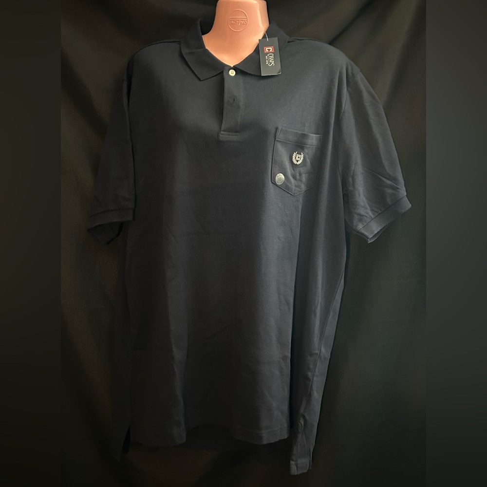 Chaps Men's Black Short Sleeve Polo Shirt with Chest Pocket XL NWT
